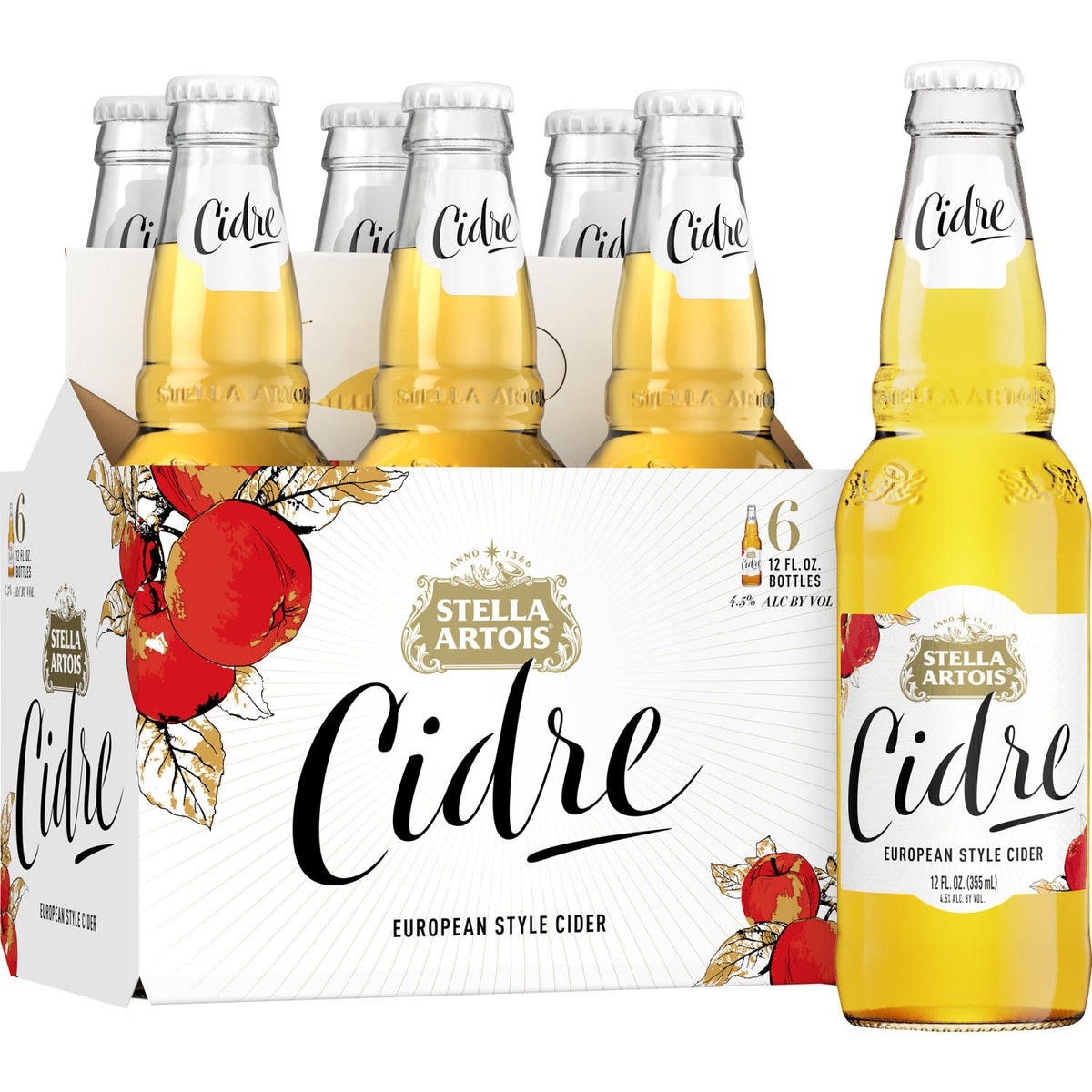 Stella Artois Cidre, European Style Hard Cider, 6 Pack, 12 FL OZ Bottles