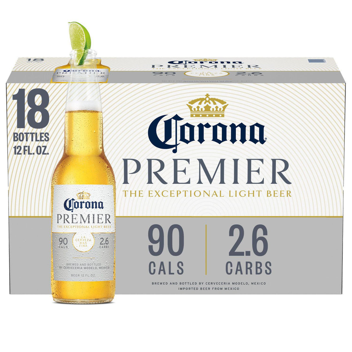 Corona Premier Mexican Lager Beer, 18 pk 12 fl oz Bottles, 4.0% ABV