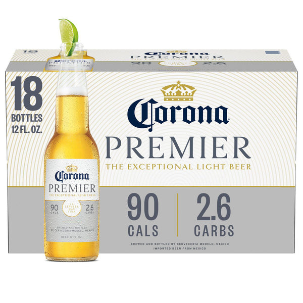 Corona Premier Mexican Lager Beer, 18 pk 12 fl oz Bottles, 4.0% ABV