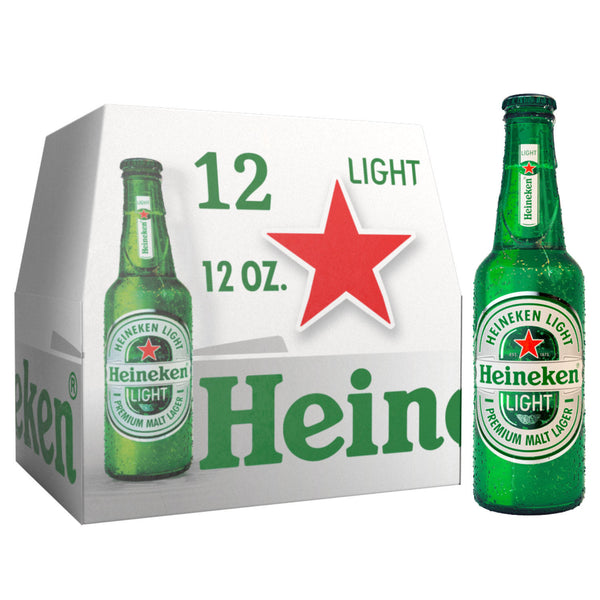 Heineken Premium Light Lager Bottles 12 oz, 12 pk