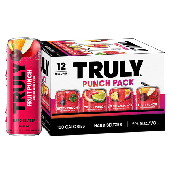 TRULY Fruit Punch Hard Seltzer Variety, 12 PACK, 12oz beer cans, Gluten Free, Light