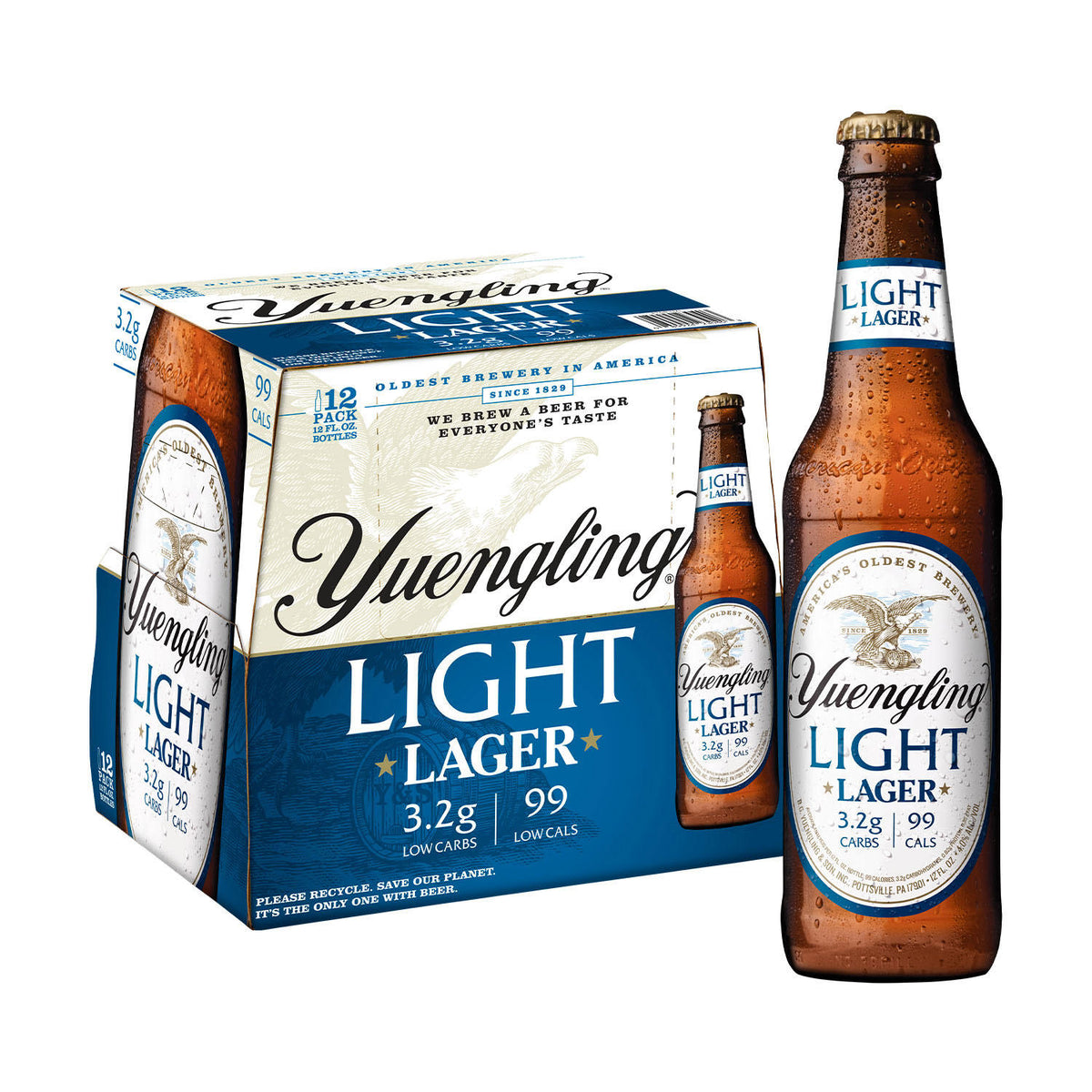 Yuengling Light Lager, 12 Pack Beer, 12 OZ Bottle