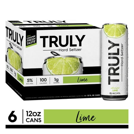 TRULY Hard Seltzer Lime, 6pk, 12oz beer cans, Gluten Free, Light
