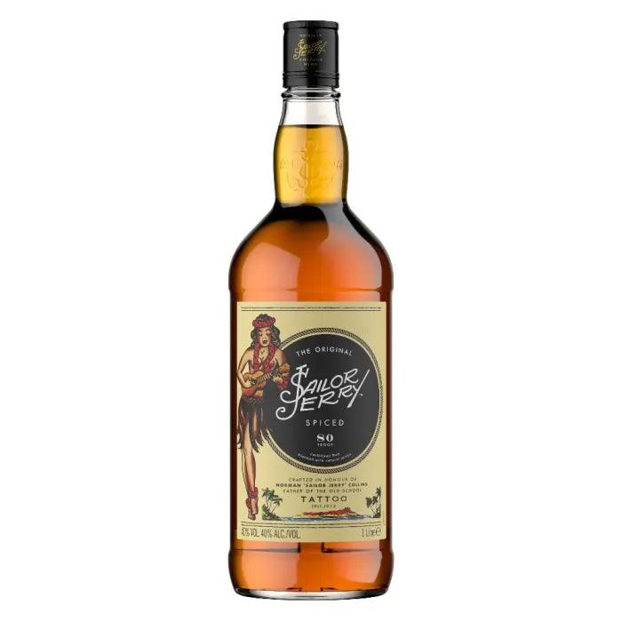 Empty Sailor Jerry Spiced Rum Half Pint Glass Bottles -- 200 Ml -- 6.8 Oz.