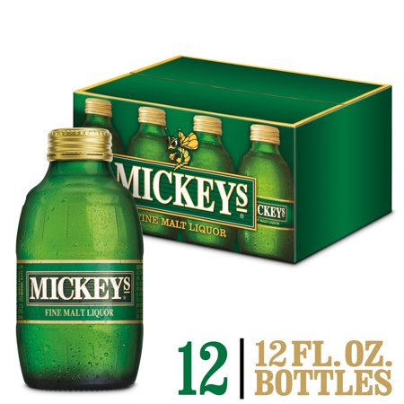 Mickeys Fine Malt Liquor Ale Beer, 12 Pack, 12 fl. oz. Bottles, 5.6% ABV
