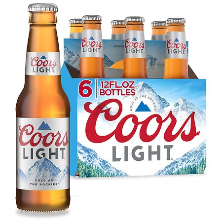 Coors Light Beer Bottles 12 oz, 6 pk