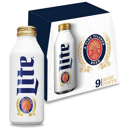 Miller Lite Beer Aluminum Pints 16 oz, 9 pk