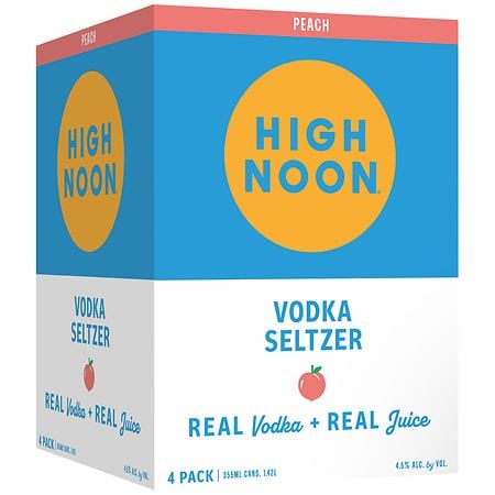 High Noon Sun Sips Peach Vodka Hard Seltzer - 4pk/12 fl oz Cans
