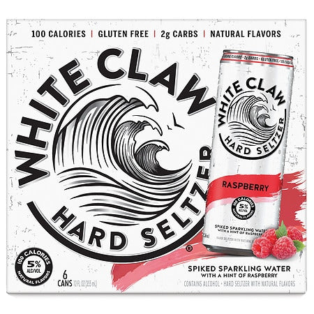 White Claw Raspberry Hard Seltzer - 6pk/12 fl oz Cans