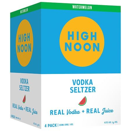 High Noon Watermelon Vodka Hard Seltzer 4 Single Serve 355ml Cans