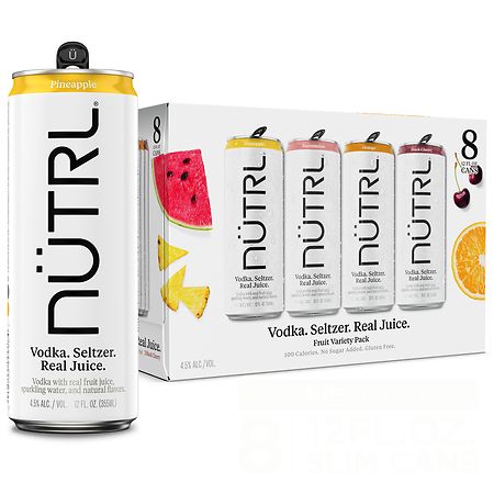 Nutrl Vodka Hard Seltzers Fruit Variety Pack - 12.0 fl oz x 8 pack