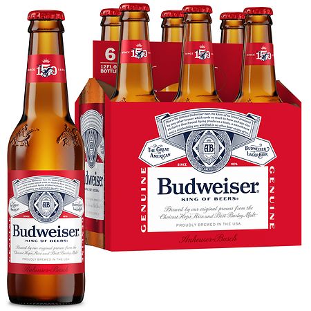 Budweiser Beer Bottles 12 oz, 6 pk