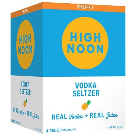 High Noon Pineapple Vodka Hard Seltzer 4 Single Serve 355ml Cans