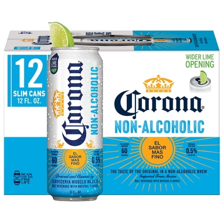 Corona Non-Alcoholic Malt Beverage Mexican Import Brew  12 Pack 12 fl oz Cans  less than 0.5% ABV