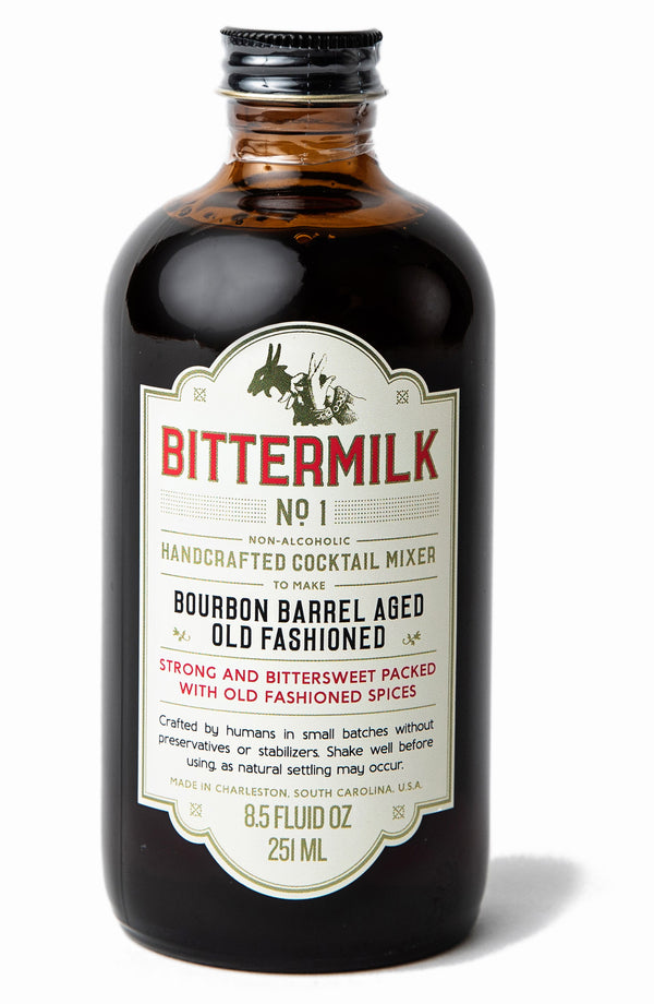 Bittermilk No.1 Bourbon Barrel Aged Old Fashioned Mix - All Natural Handcrafted Cocktail Mixer - Old Fashioned Drink Mixer - Just Add Bourbon or Whiskey  Makes 17 Cocktails