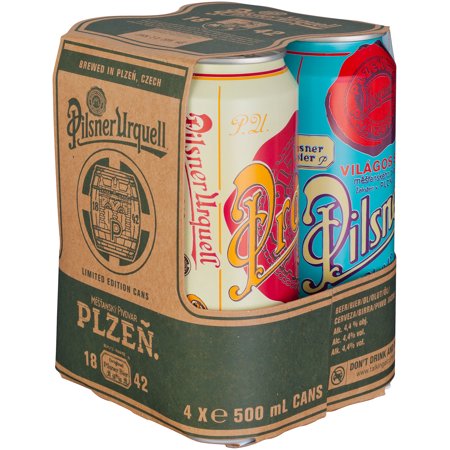 Pilsner Urquell Beer, Import, 4 Pack Beer, 16.9 fl. oz. Cans, 4.4% ABV