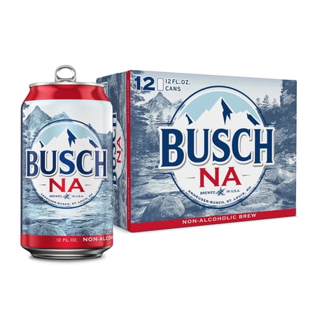 Busch Non Alcoholic American Lager Beer 12 pack 12 fl oz Aluminum Cans 0.5% ABV