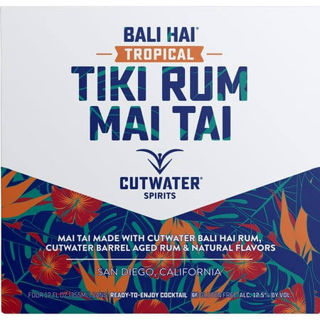 Cutwater Spirits Bali Hai Tropical Tiki Rum Mai Tai, 4 Pack 12 fl. oz. Cans, 12.5% ABV