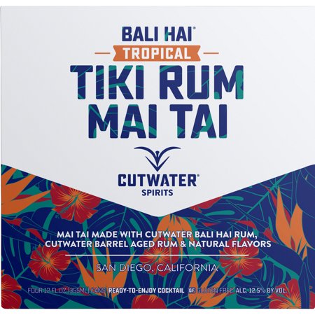 Cutwater Spirits Bali Hai Tropical Tiki Rum Mai Tai, 4 Pack 12 fl. oz. Cans, 12.5% ABV