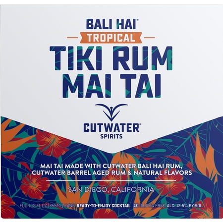 Cutwater Spirits Bali Hai Tropical Tiki Rum Mai Tai, 4 Pack 12 fl. oz. Cans, 12.5% ABV