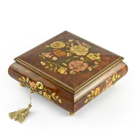 Gorgeous 36 Note Spring Roses Inlay Musical Jewelry Box with Lock and Key - Everything I Do